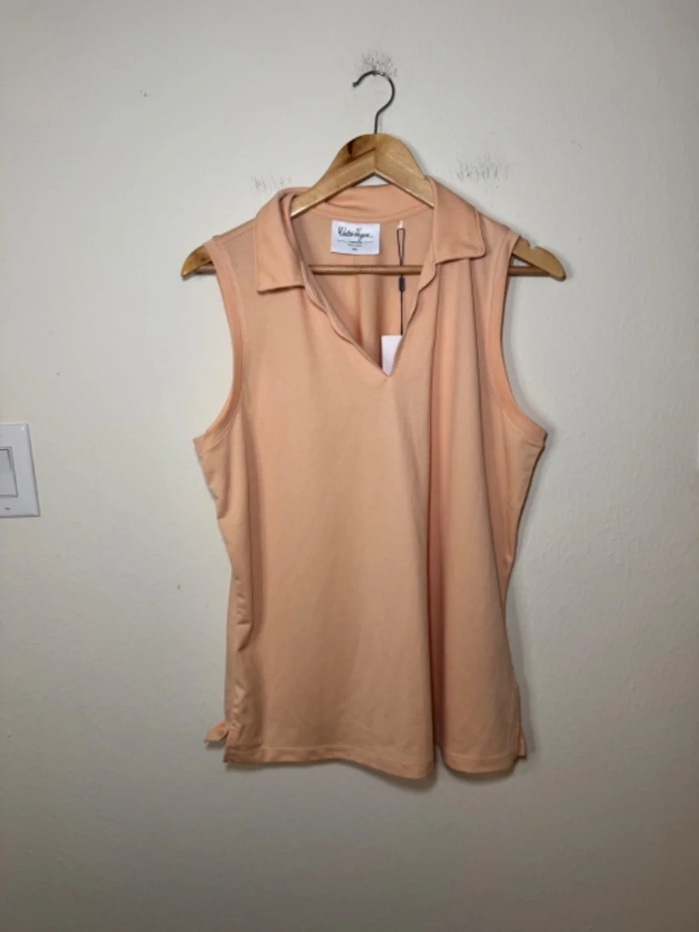 Walter Hagen Sleeveless Polo Women’s XXL Peach Fuzz Golf Shirt Performance NWT - Picture 2 of 6